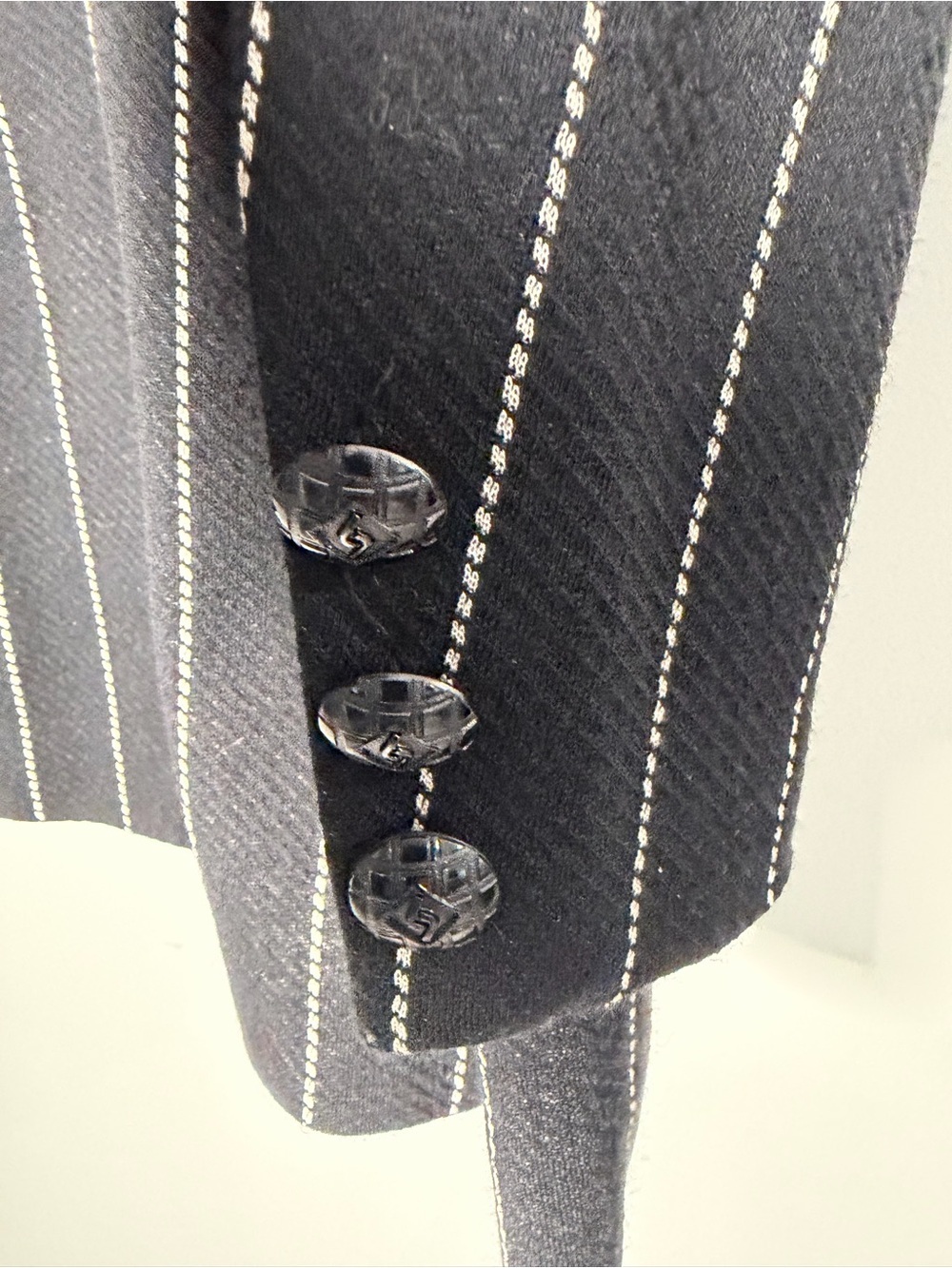 Italian Striped Tailored Black Women's Blazer Jacket - Picture 7 of 10
